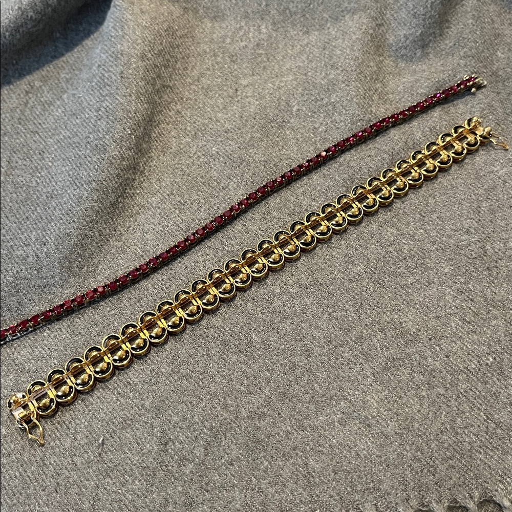 Joan Rivers Vintage 2 in 1 Ruby Red Crystal Tennis Bracelet-7”-7.25” - Picture 6 of 10